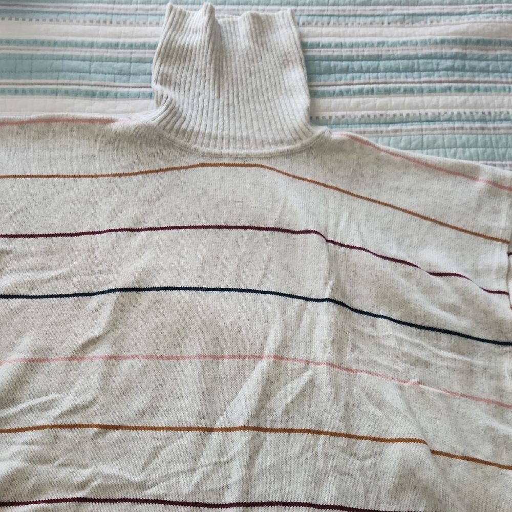 Loft Elegant Multicolor Striped Turtleneck Sweater